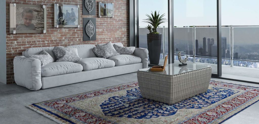 Living room with an area rug