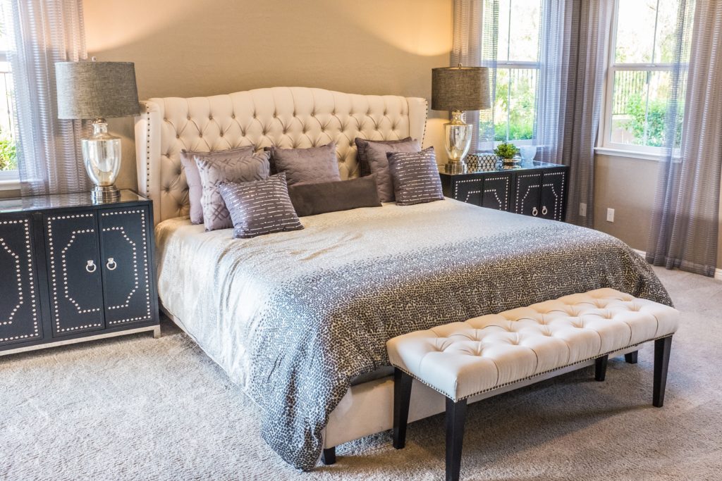 Bedroom with a freshly made bed